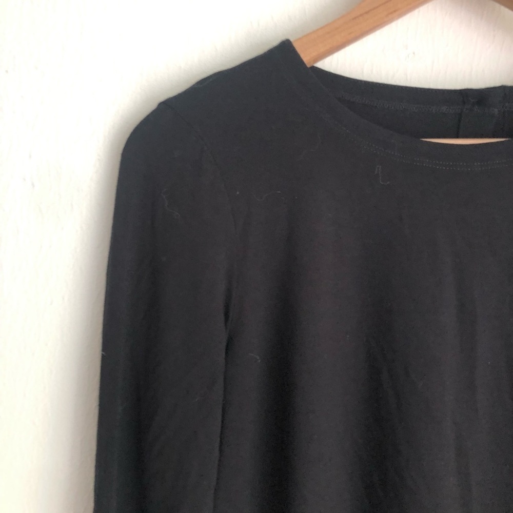 Eileen Fisher Size Small Black Long Sleeve Back Button Dress - Picture 2 of 9
